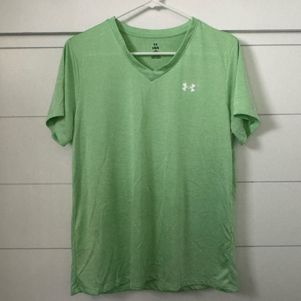 Under Armour Light Green V-Neck Tee, Women’s L